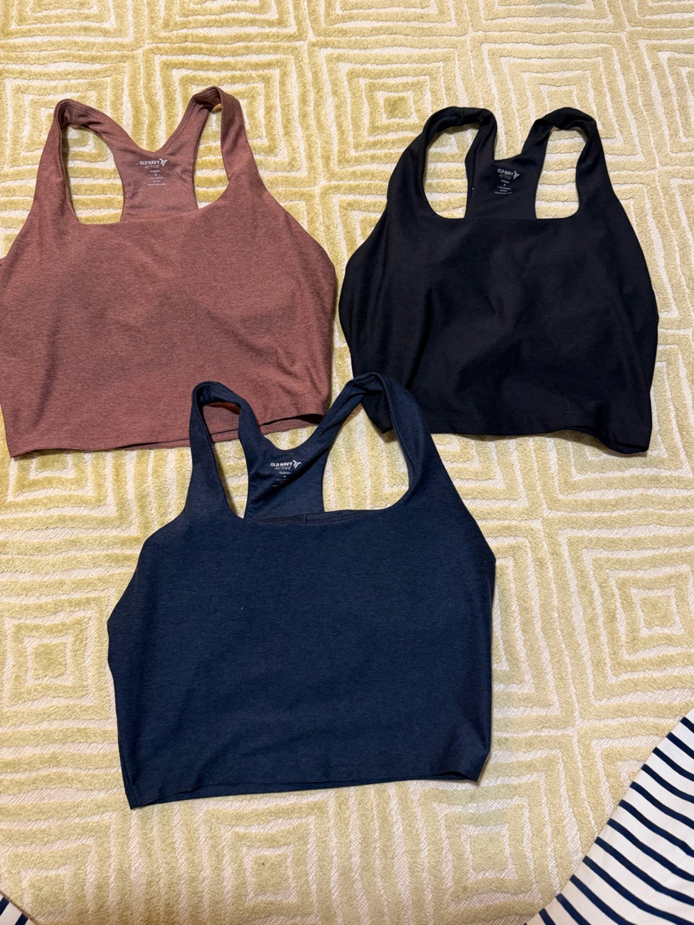 Old Navy Racerback Tank Trio - Black, Navy, Dusty Rose